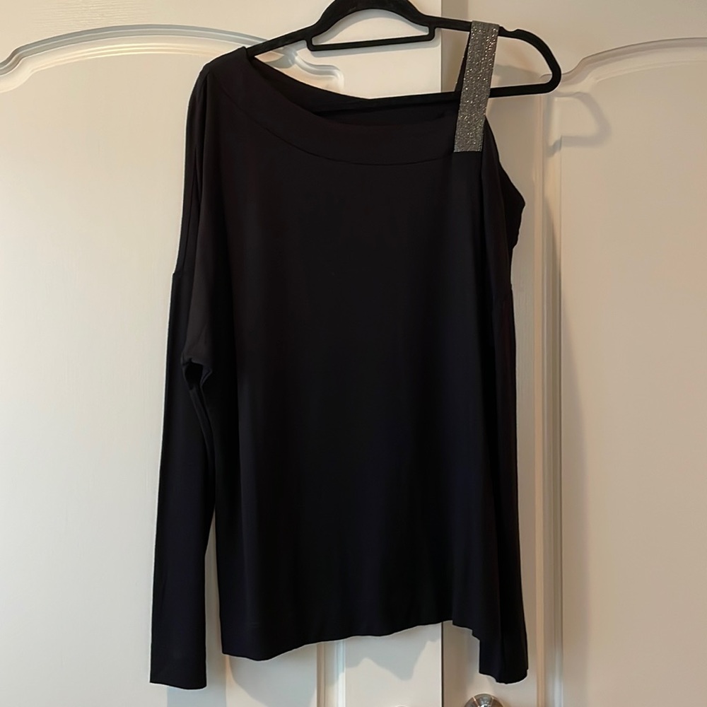 White House Black Market one shoulder long sleeve tee, sweater, Size L.
